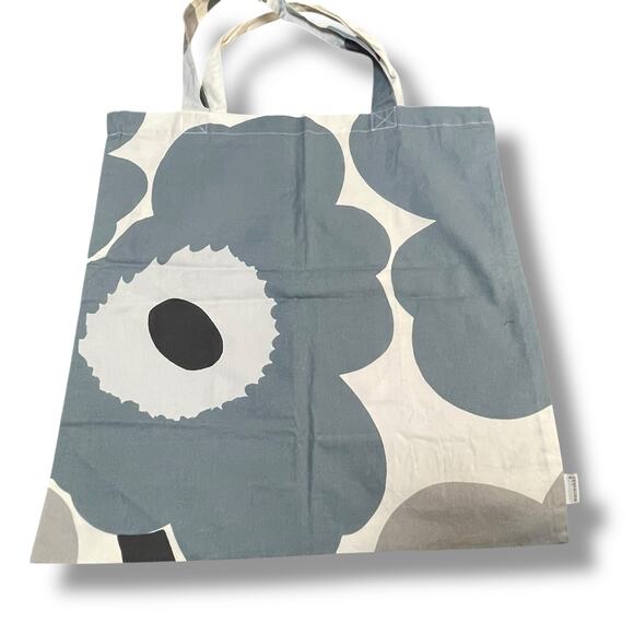 Marimekko Pieni Unikko Tote Bag Floral Poppy Canvas Shop Holiday Vacation Gray - Picture 8 of 15
